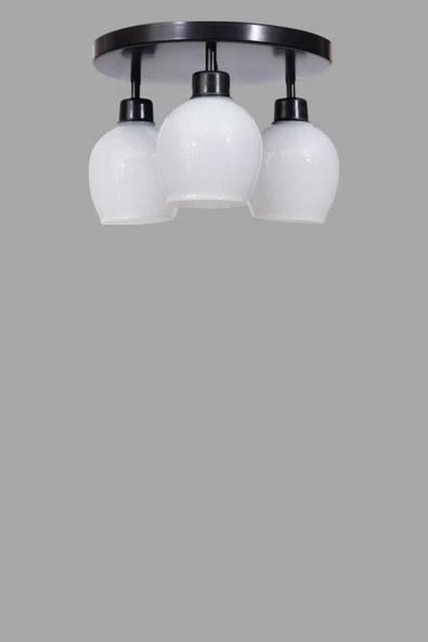 Lumexx ENZO 3 LÜ TEPSİLİ SİYAH BAL CAMLI PLAFONYER AVİZE - Resim 3