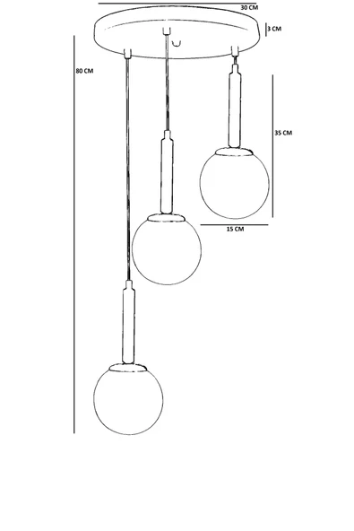 Lumexx SEZGİ 3 LÜ TEPSİLİ ESKİTME BEYAZ CAMLI SARKIT - Resim 4