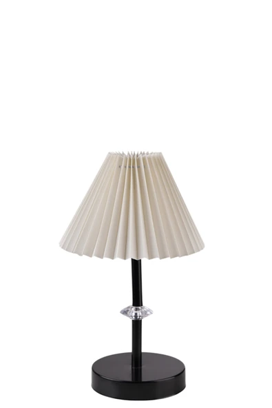 Lumexx ÜSKÜP SİYAH PİLELİ KREM ABAJURLU MASA LAMBASI - Resim 3