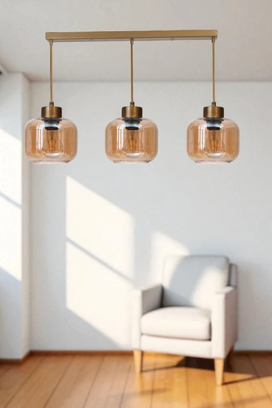 Lumexx PARLA 3 LÜ SIRALI ESKİTME BAL CAMLI SARKIT ürün görseli