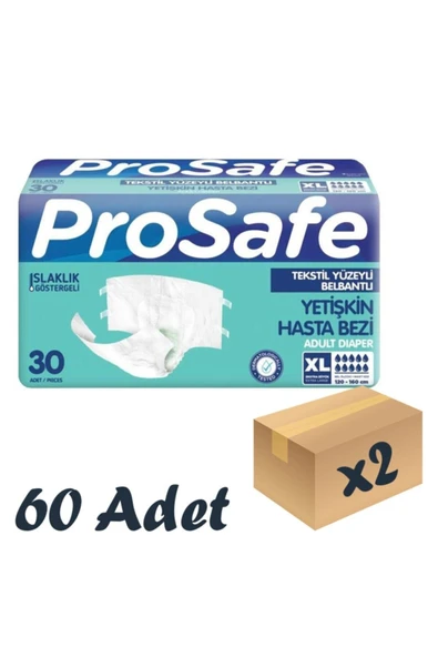 Tekstil Yüzeyli Bel Bantlı Yetişkin Hasta Bezi Xlarge 30'lu 2 Paket 60 Adet ürün görseli