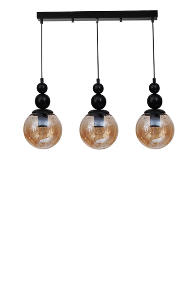 Lumexx YAREN 3 LÜ SIRALI SİYAH BAL CAMLI SARKIT - Resim 2