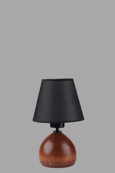 Lumexx CAMERON CEVİZ HASIR SİYAH ABAJURLU MASA LAMBASI - Resim 4