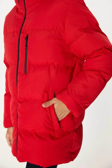 İçi Astarlı Su ve Rüzgar Geçirmez Cepli Kapüşonlu Kadın Mont - Resim 9