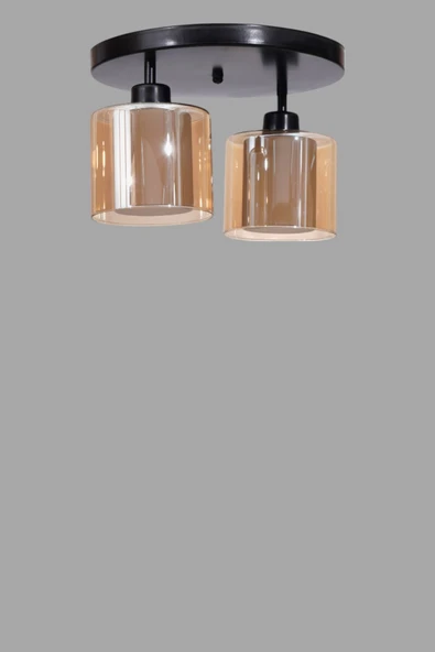 Lumexx YENİ SAHRA 2 Lİ TEPSİLİ SİYAH PLAFONYER AVİZE - Resim 3