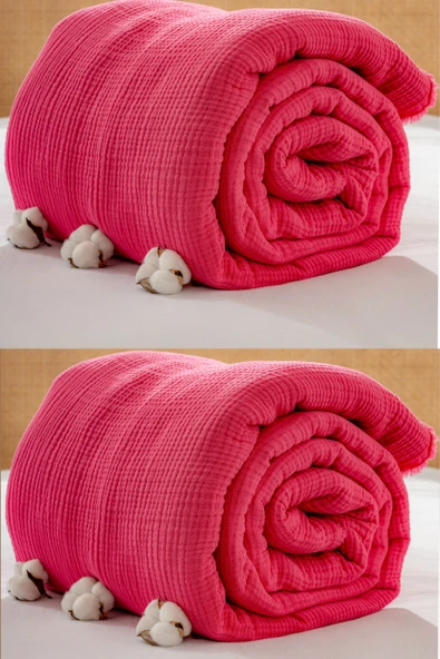 Rayme Textile Müslin Yatak Örtüsü Ultra Yumuşak Yüksek Kaliteli 4 Kat Muslin Pike (Tek Kişilik (240x280 cm) - Resim 4