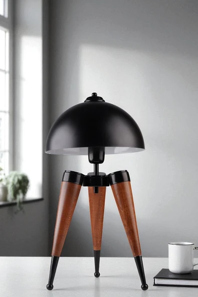 Lumexx STİL CEVİZ SİYAH RETRO BAŞLIKLI MASA LAMBASI ürün görseli