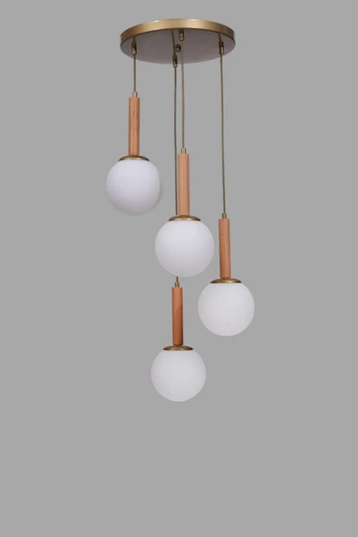 Lumexx IŞIL 4 LÜ TEPSİLİ NATUREL BEYAZ CAMLI SARKIT - Resim 3