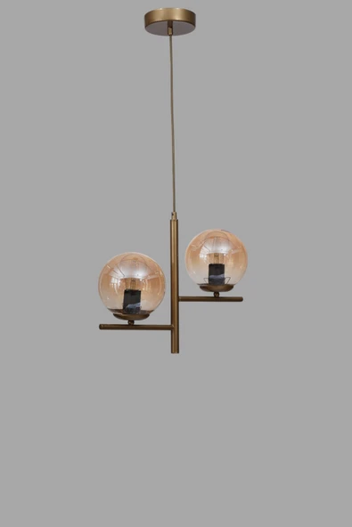 Lumexx TERRA 2 Lİ ESKİTME BAL CAMLI AVİZE - Resim 3