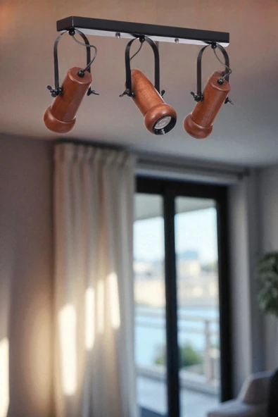 Lumexx PASCAL 3 LÜ SIRALI CEVİZ PLAFONYER AVİZE ürün görseli