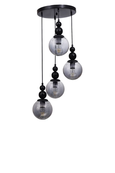 Lumexx YAREN 4 LÜ TEPSİLİ SİYAH FÜME CAMLI SARKIT - Resim 2