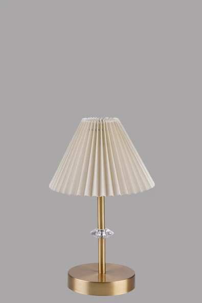 Lumexx ÜSKÜP ESKİTME PİLELİ KREM ABAJURLU MASA LAMBASI - Resim 4