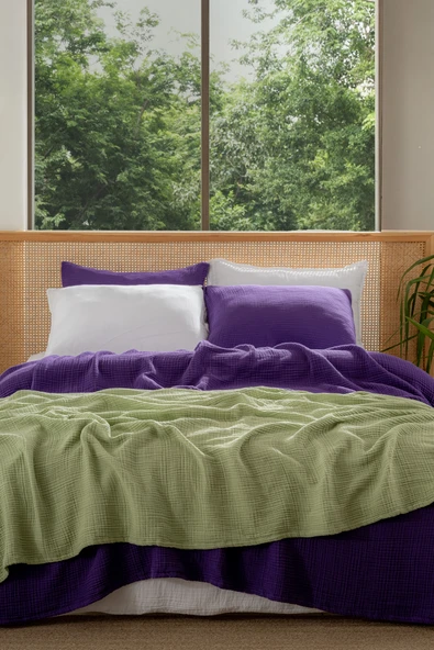 Rayme Textile Müslin Yatak Örtüsü Ultra Yumuşak Yüksek Kaliteli 4 Kat Muslin Pike (Tek Kişilik (240x280 cm) - Resim 3