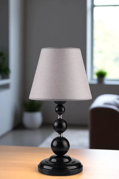 Lumexx HAYAL SİYAH PRAMİT HASIR GRİ ABAJURLU MASA LAMBASI ürün görseli