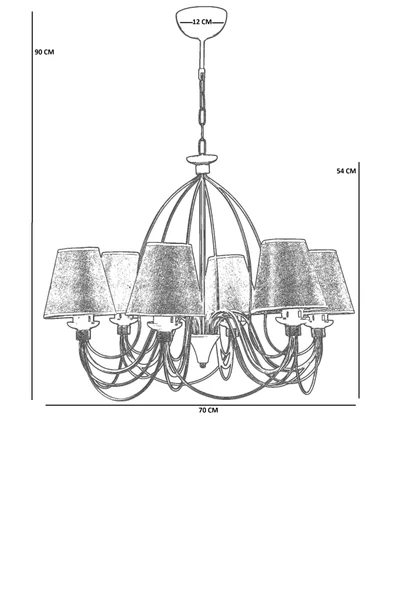Lumexx BERFİN 6 LI GRİ HASIR GRİ ABAJRULU AVİZE - Resim 4