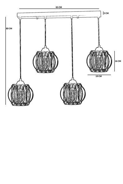 Lumexx OHRİD 4 LÜ SIRALI SİYAH SARKIT - Resim 4