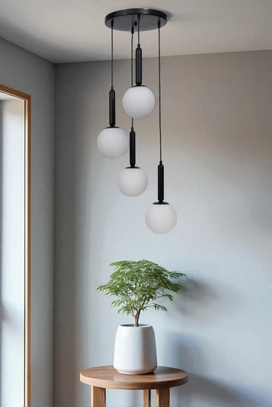 Lumexx SEZGİ 4 LÜ TEPSİLİ SİYAH BEYAZ CAMLI SARKIT ürün görseli