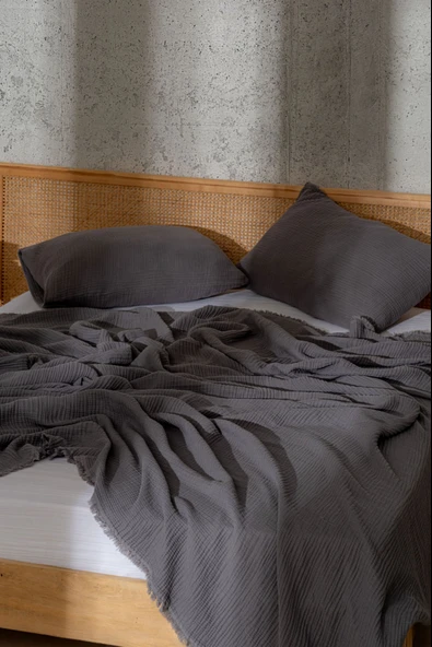 Rayme Textile Müslin Yatak Örtüsü Ultra Yumuşak Yüksek Kaliteli 4 Kat Muslin Pike (Tek Kişilik (240x280 cm) - Resim 5