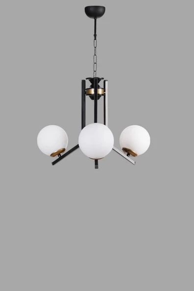 Lumexx YENİ RUBY 3 LÜ SİYAH BEYAZ CAMLI AVİZE - Resim 3