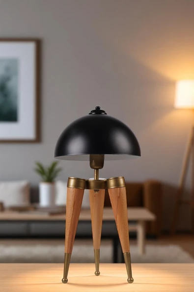 Lumexx STİL NATUREL SİYAH RETRO BAŞLIKLI MASA LAMBASI ürün görseli