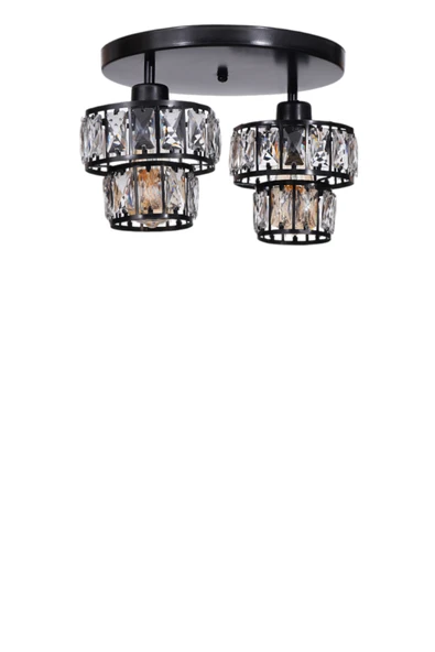 Lumexx LEO 2 Lİ TEPSİLİ SİYAH PLAFONYER AVİZE - Resim 2