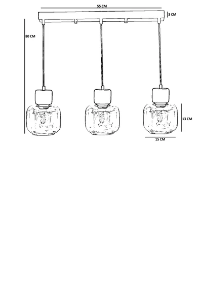 Lumexx LİDYA 3 LÜ SIRALI SİYAH FÜME CAMLI SARKIT - Resim 4