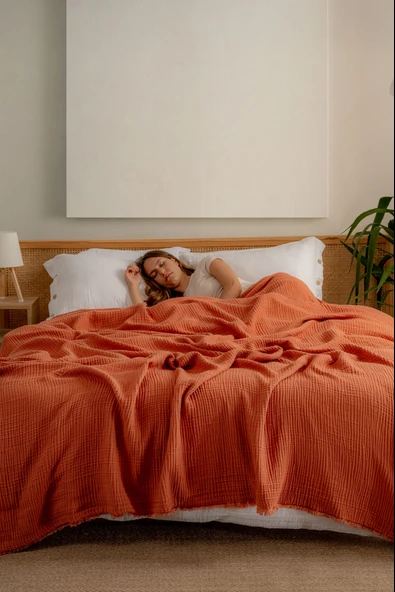 Rayme Textile Müslin Yatak Örtüsü Ultra Yumuşak Yüksek Kaliteli 4 Kat Muslin Pike (Tek Kişilik (240x280 cm) - Resim 6