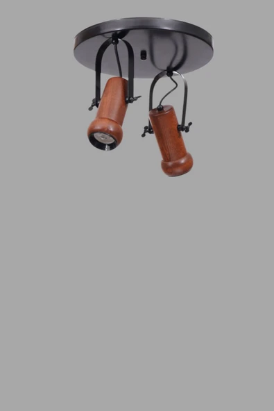 Lumexx PASCAL 2 Lİ TEPSİLİ CEVİZ PLAFONYER AVİZE - Resim 3