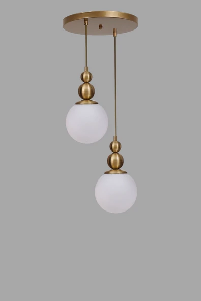 Lumexx YAREN 2 Lİ TEPSİLİ ESKİTME BEYAZ CAMLI SARKIT - Resim 3