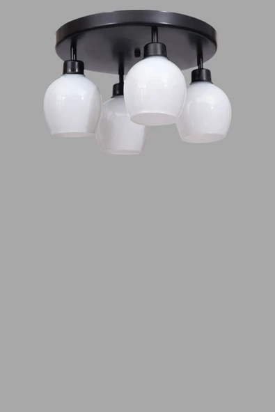 Lumexx ENZO 4 LÜ TEPSİLİ SİYAH BAL CAMLI PLAFONYER AVİZE - Resim 3