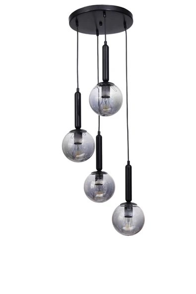 Lumexx SEZGİ 4 LÜ TEPSİLİ SİYAH FÜME CAMLI SARKIT - Resim 2