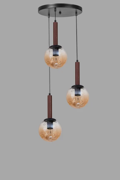 Lumexx IŞIL 3 LÜ TEPSİLİ CEVİZ BAL CAMLI SARKIT - Resim 3