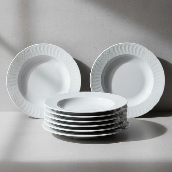 GÜRAL PORSELEN Sembol 6 Parça 22 cm Çukur Yemek Tabağı - Resim 4
