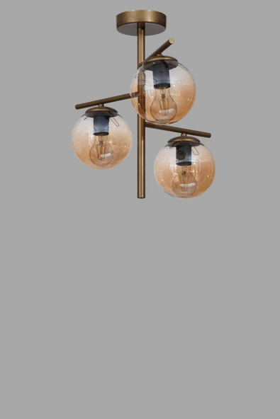 Lumexx TERRA 3 LÜ ESKİTME BAL CAMLI PLAFONYER AVİZE - Resim 3