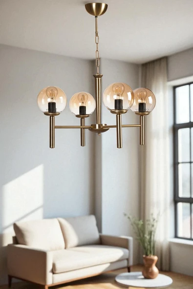 Lumexx LUKE 4 LÜ ESKİTME BAL CAMLI AVİZE ürün görseli