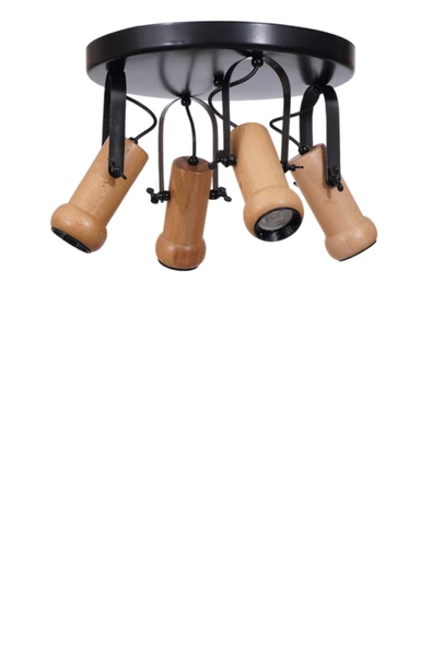 Lumexx PASCAL 4 LÜ TEPSİLİ NATUREL PLAFONYER AVİZE - Resim 2