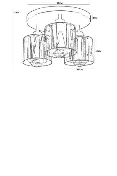 Lumexx YENİ SAHRA 3 LÜ TEPSİLİ SİYAH PLAFONYER AVİZE - Resim 4