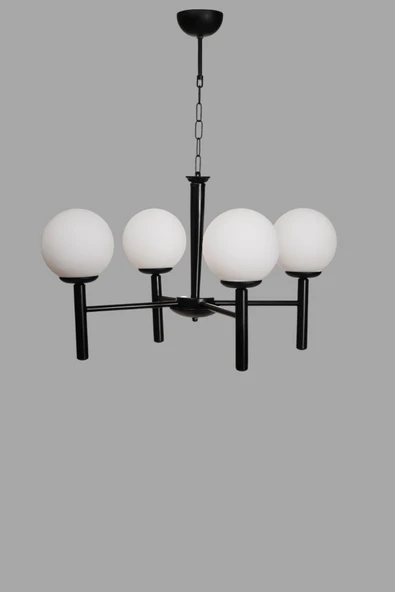 Lumexx LUKE 4 LÜ SİYAH BEYAZ CAMLI AVİZE - Resim 3