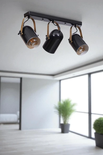 Lumexx LONDON 3 LÜ SIRALI SİYAH PLAFONYER AVİZE ürün görseli