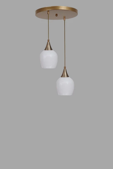 Lumexx ENZO 2 Lİ TEPSİLİ ESKİTME BEYAZ CAMLI SARKIT - Resim 3