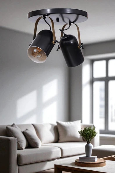 Lumexx LONDON 2 Lİ TEPSİLİ SİYAH PLAFONYER AVİZE ürün görseli