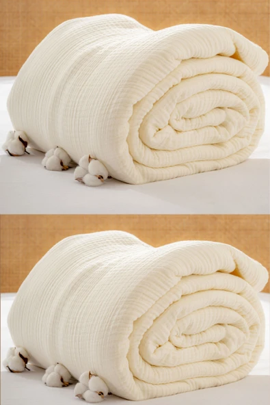 Rayme Textile Müslin Yatak Örtüsü Ultra Yumuşak Yüksek Kaliteli 4 Kat Muslin Pike (Tek Kişilik (240x280 cm) - Resim 4