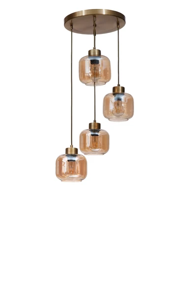 Lumexx PARLA 4 LÜ TEPSİLİ ESKİTME BAL CAMLI SARKIT - Resim 2