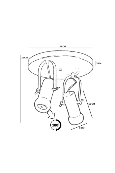 Lumexx PASCAL 2 Lİ TEPSİLİ NATUREL PLAFONYER AVİZE - Resim 4