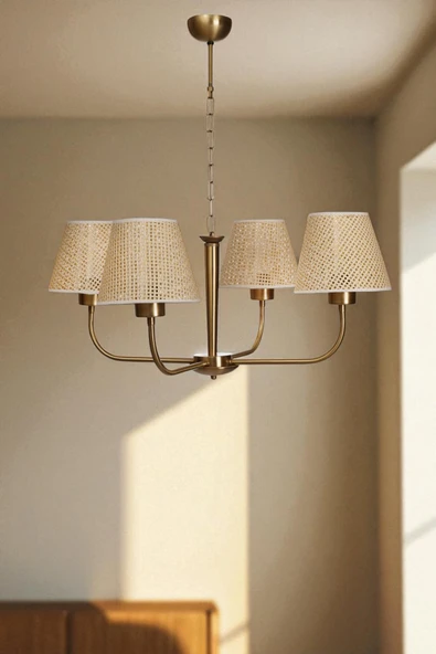 Lumexx APOLLO 4 LÜ ESKİTME PETEK ABAJURLU AVİZE ürün görseli