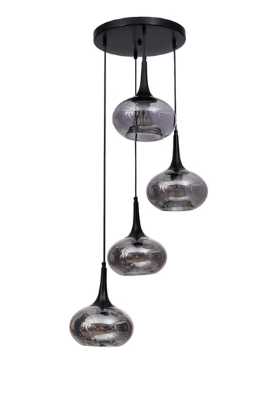 Lumexx ZARA 4 LÜ TEPSİLİ SİYAH FÜME CAMLI SARKIT - Resim 2