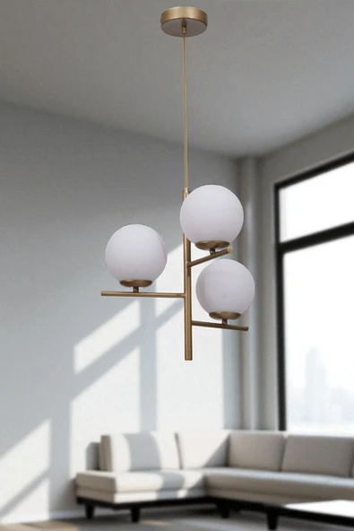 Lumexx TERRA 3 LÜ ESKİTME BEYAZ CAMLI AVİZE ürün görseli