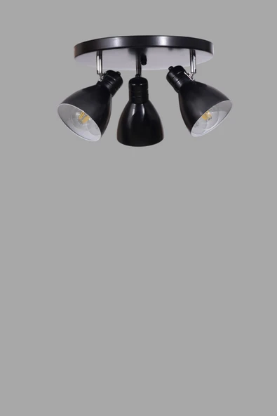 Lumexx OTİS 3 LÜ TEPSİLİ SİYAH PLAFONYER AVİZE - Resim 3