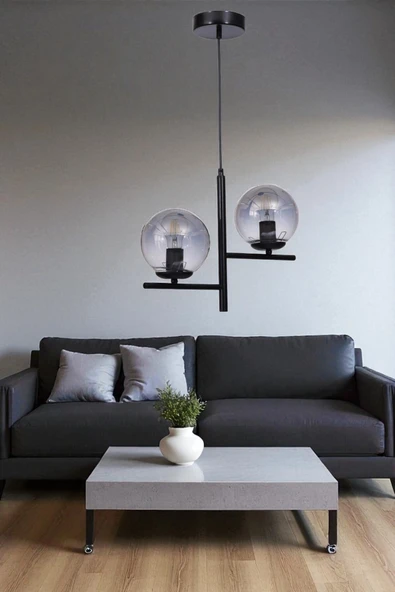 Lumexx TERRA 2 Lİ SİYAH FÜME CAMLI AVİZE ürün görseli