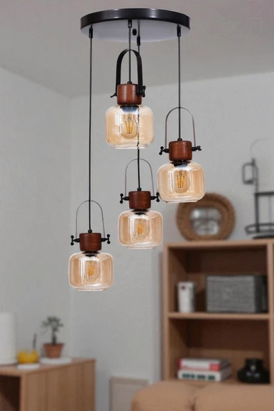 Lumexx MASAL 4 LÜ TEPSİLİ SİYAH BAL CAMLI SARKIT ürün görseli